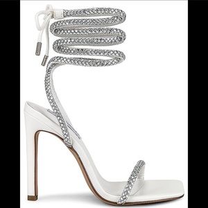 White Steve Madden Ankle Lace Up Heels